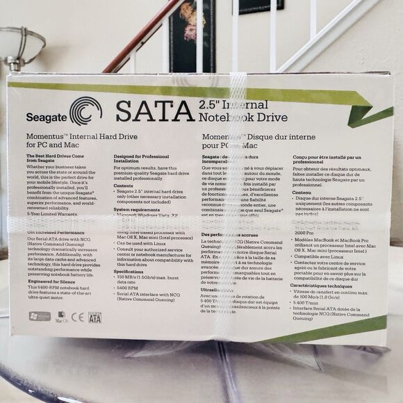 Seagate 160GB Notebook Internal 2.5" HD SATA 150 RTL Momentus ST9160821AS-RK - Picture 6 of 12